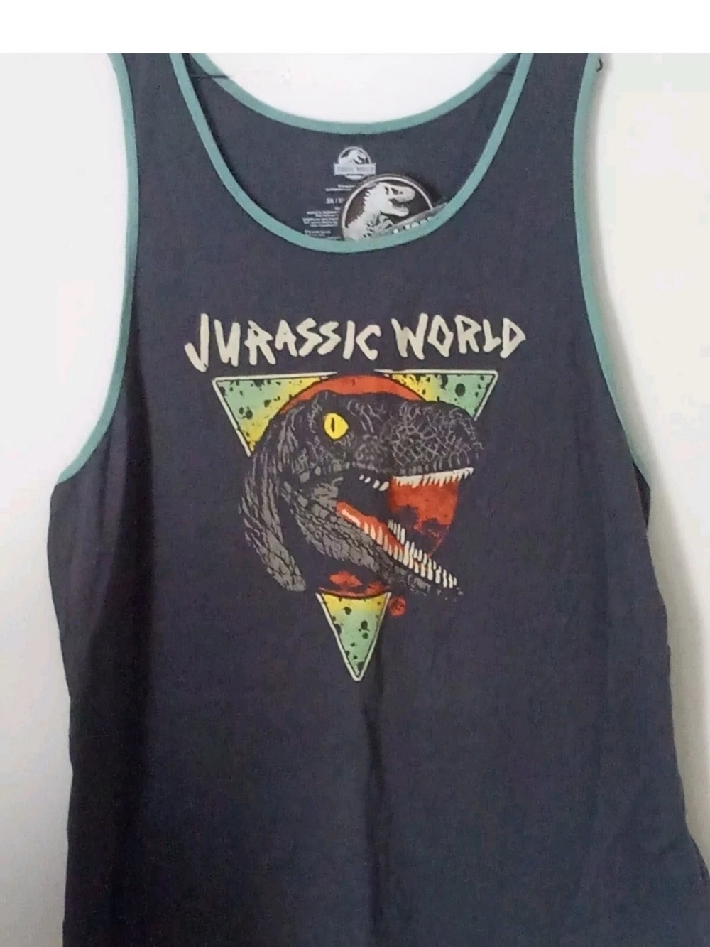 Jurassic World Tank Top Mens Graphic Universal Studios Movie Dinosaur New